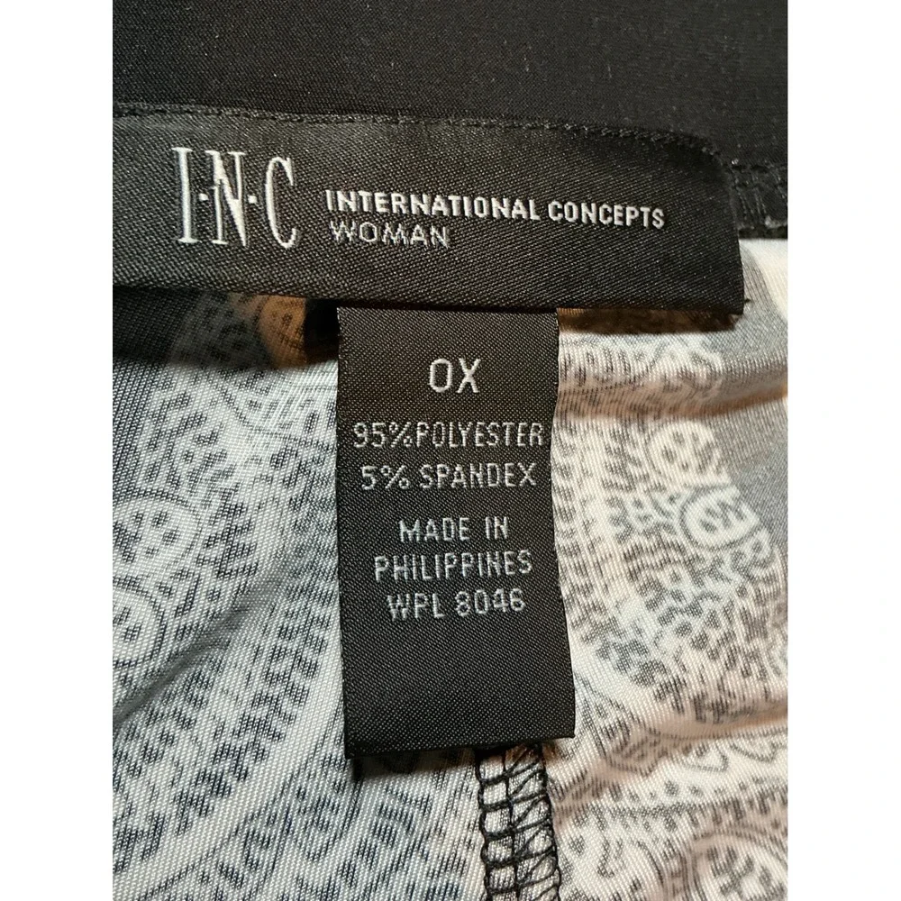 INC‎ International Concepts Womens 0X Paisley Polka Dot Wide Leg Pants Black